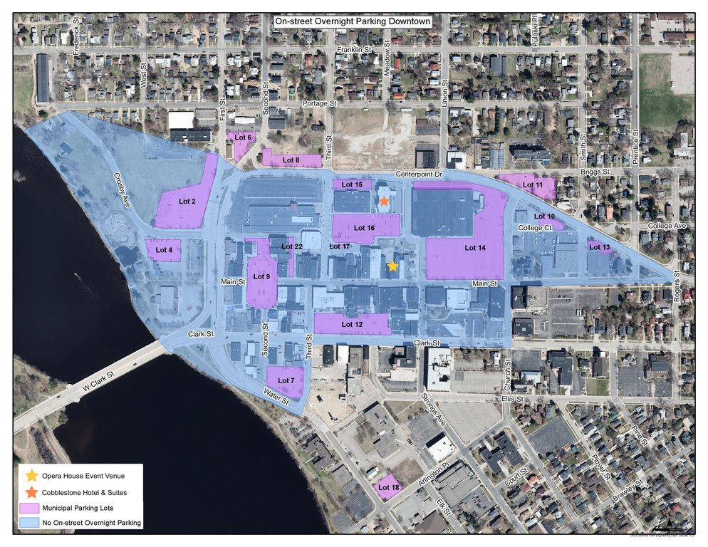 Downtown Stevens Point Municiple parking lots